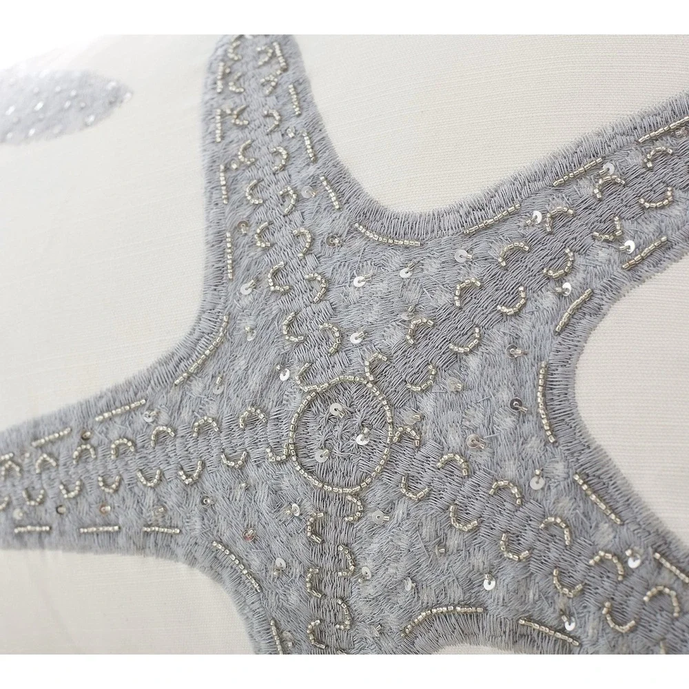 Pottery‎ Barn Double Starfish Embroidered Lumbar Pillow Cover